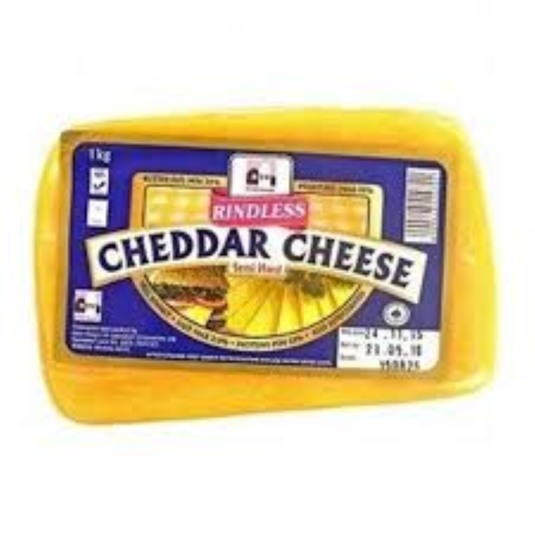 KCC RINDLESS CHEDDAR CHEESE 1KG